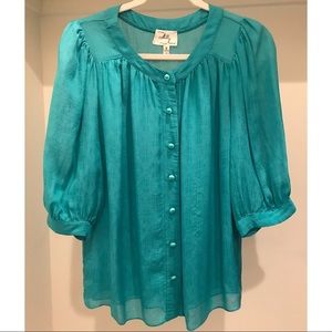 Milly NY Teal Blouse 💕 Shirt 💕 Size 6